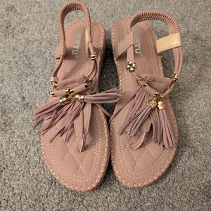 Elegant Mauve Tassel Sandals